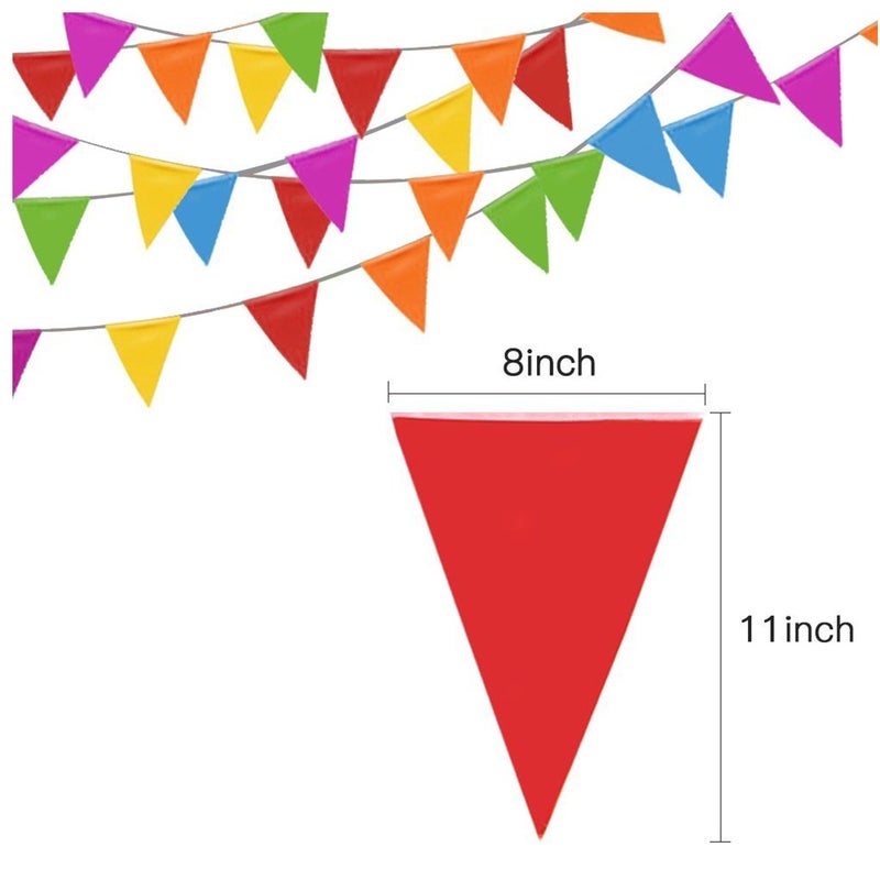 VOVRU 1000ft Multicolor Pennant Banners String Bunting Flag Banner,Nylon Fabric Decorations Flags for Festival Party Celebration Eventsyard Picnics - 600pcs Nylon Fabric Decorations Flags - Image 2